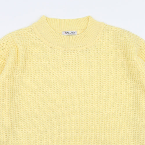 Damart Womens Yellow Crew Neck  Acrylic Pullover Jumper Size 18