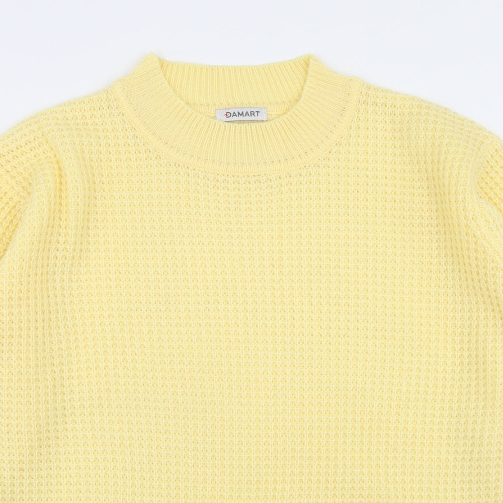 Damart Womens Yellow Crew Neck  Acrylic Pullover Jumper Size 18