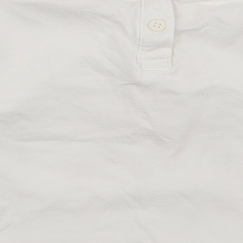 Matalan Girls White  100% Cotton Jersey T-Shirt Size 3-6 Months Round Neck Button - Be happy