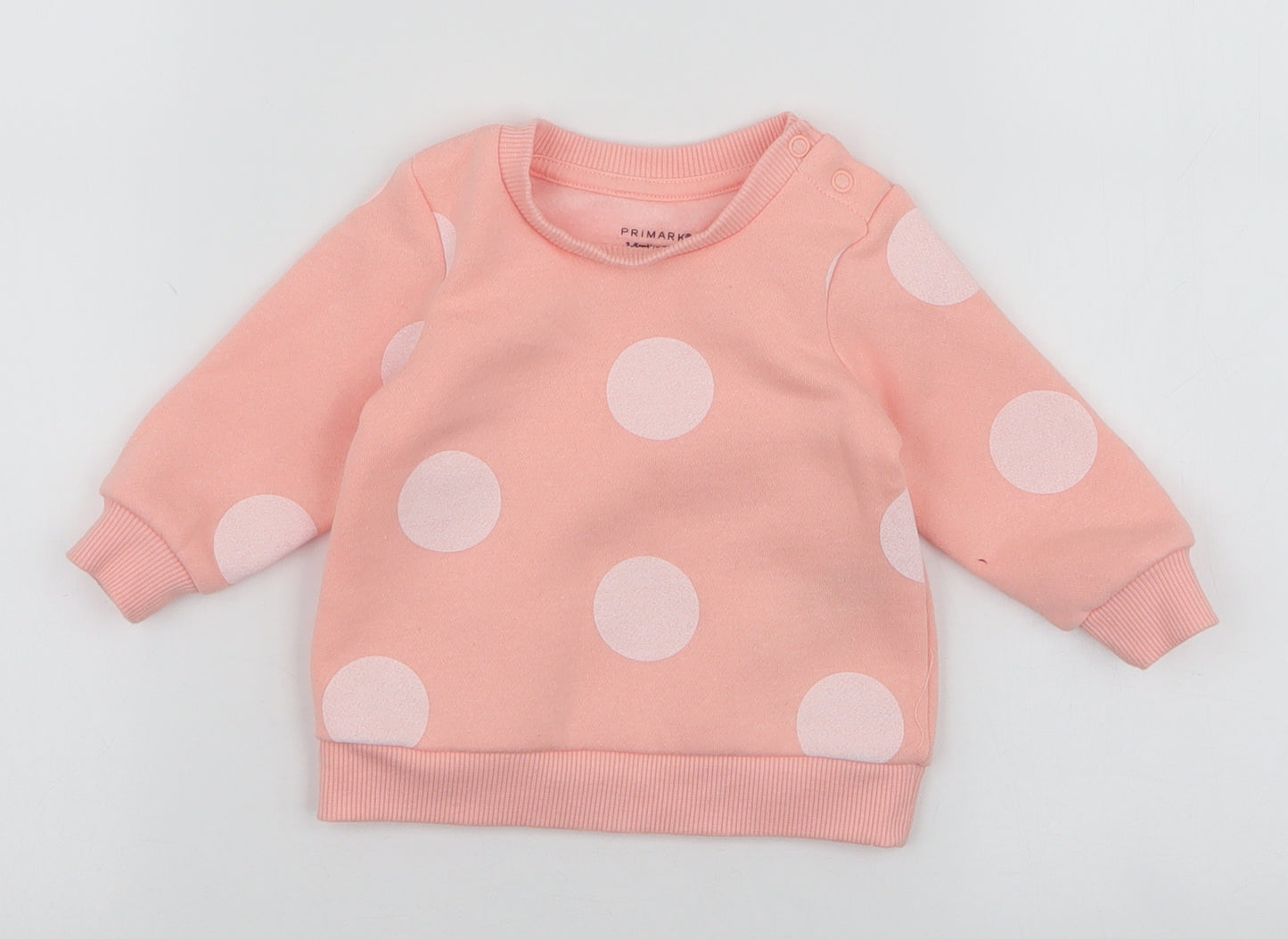 Primark Girls Orange Polka Dot Cotton Pullover Jumper Size 3-6 Months  Snap