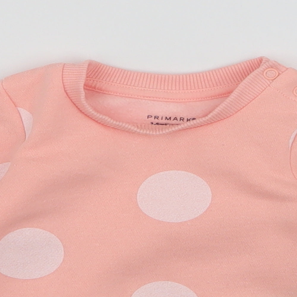 Primark Girls Orange Polka Dot Cotton Pullover Jumper Size 3-6 Months  Snap