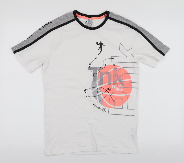 Think Pink Boys Multicoloured 100% Cotton Jersey T-Shirt Size 2XL Round Neck Pullover - Basketball