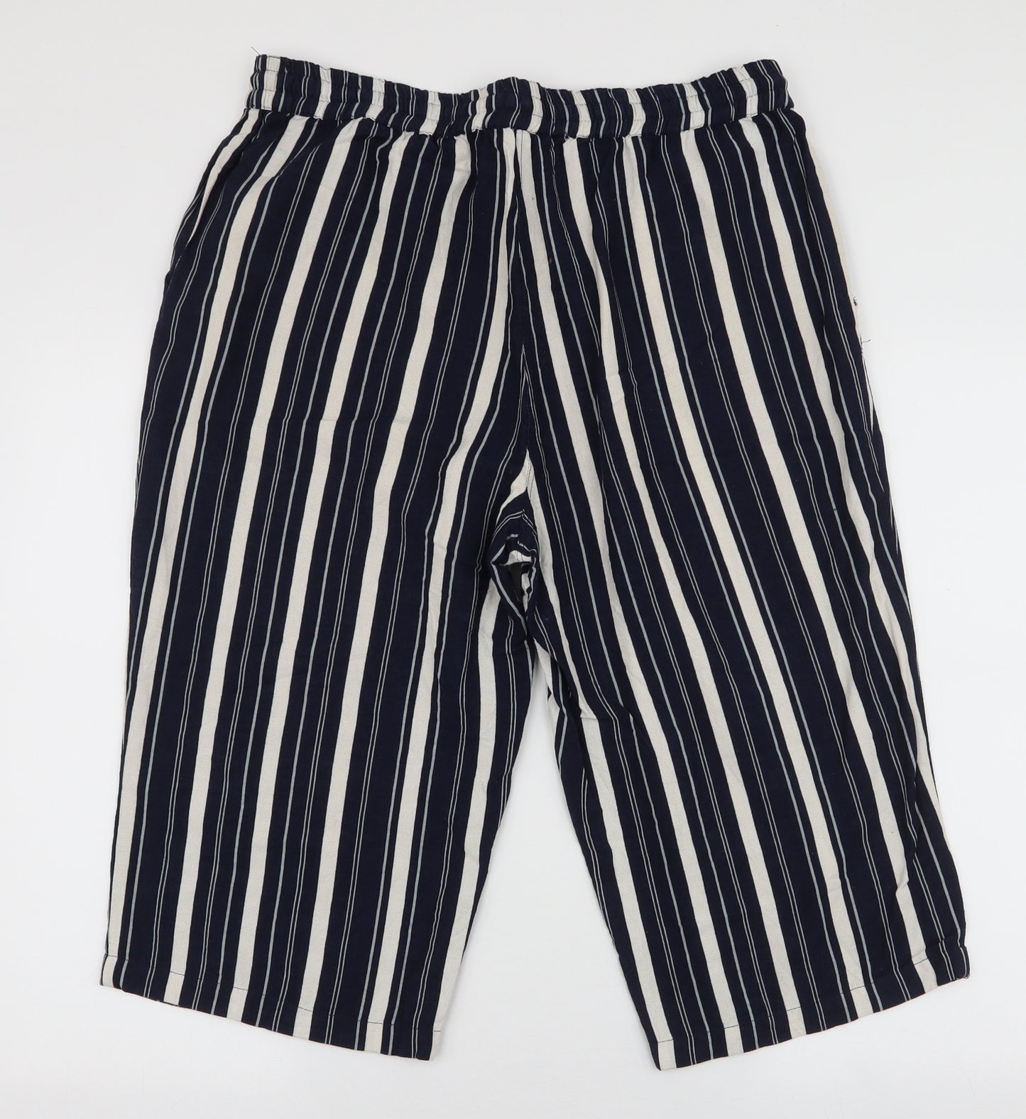 Anthology Womens Blue Striped Viscose  Shorts Size 16 L17 in Regular Drawstring
