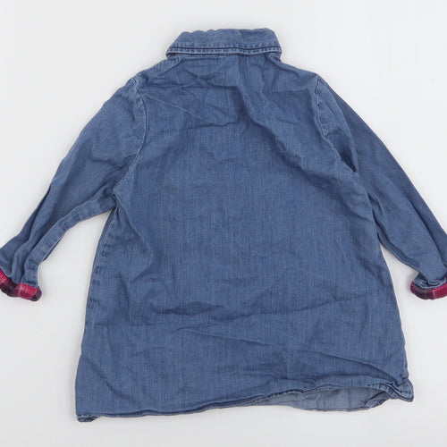 United Colors of Benetton Girls Blue  Polyester A-Line  Size 12 Months  Collared Button