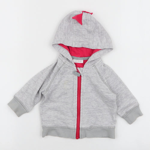 NEXT Boys Grey  100% Cotton Pullover Casual Size 3-6 Months Round Neck Zip - Hoodie