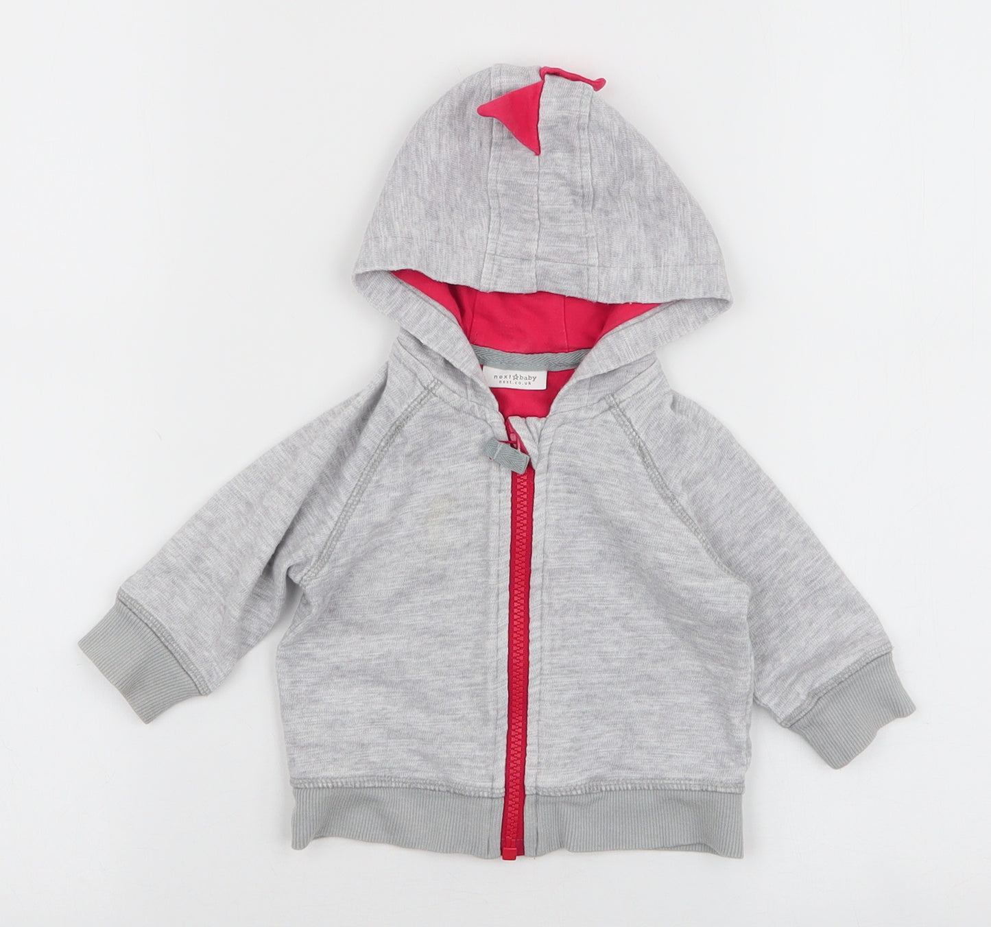 NEXT Boys Grey  100% Cotton Pullover Casual Size 3-6 Months Round Neck Zip - Hoodie