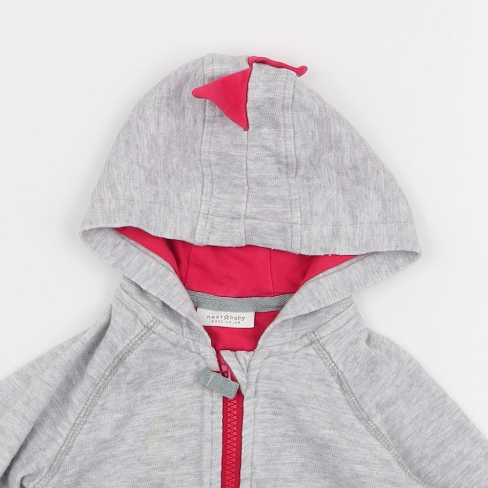 NEXT Boys Grey  100% Cotton Pullover Casual Size 3-6 Months Round Neck Zip - Hoodie
