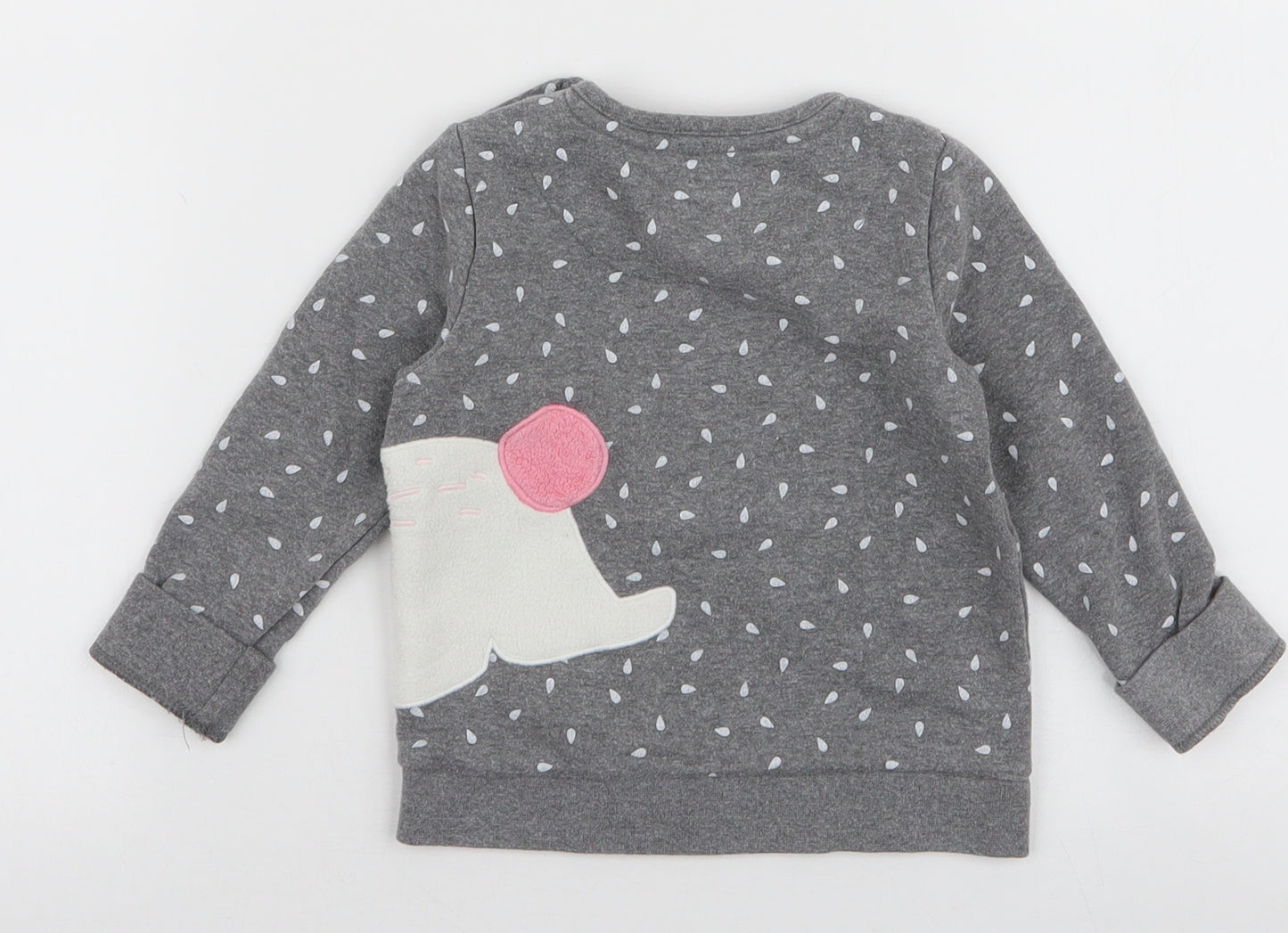 F&F Girls Grey  Cotton Pullover Jumper Size 12-18 Months  Snap - Rabbit