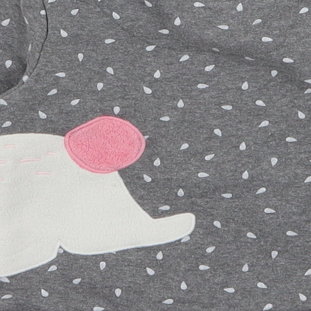 F&F Girls Grey  Cotton Pullover Jumper Size 12-18 Months  Snap - Rabbit