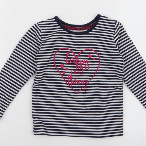 Young Dimension Girls Multicoloured Striped Viscose Jersey T-Shirt Size 12-18 Months Round Neck Pullover - Happy little thing