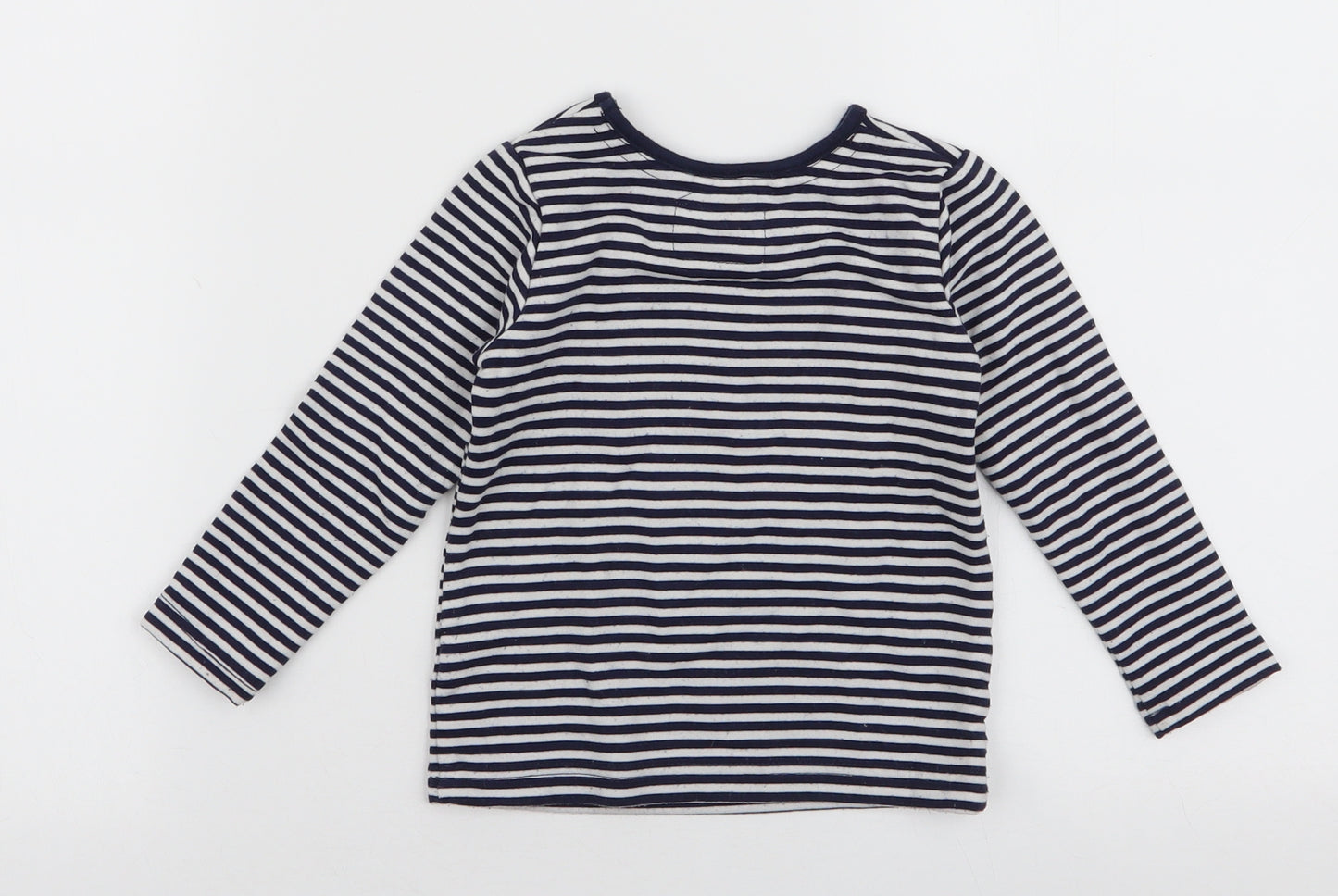Young Dimension Girls Multicoloured Striped Viscose Jersey T-Shirt Size 12-18 Months Round Neck Pullover - Happy little thing