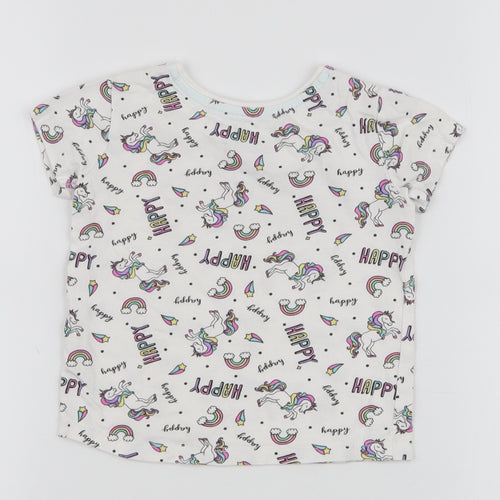 Primark Girls Multicoloured  100% Cotton Jersey T-Shirt Size 18-24 Months Round Neck Pullover - Unicorns Rainbows