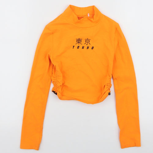 George Girls Yellow  Cotton Cropped T-Shirt Size XS High Neck Pullover - Tokyo
