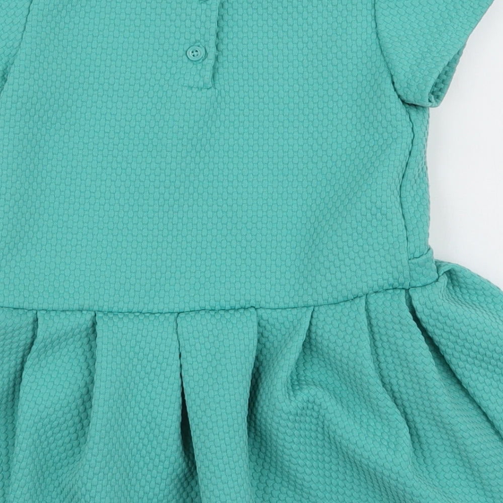 NEXT Girls Blue  Polyester A-Line  Size 3-4 Years  Round Neck Button