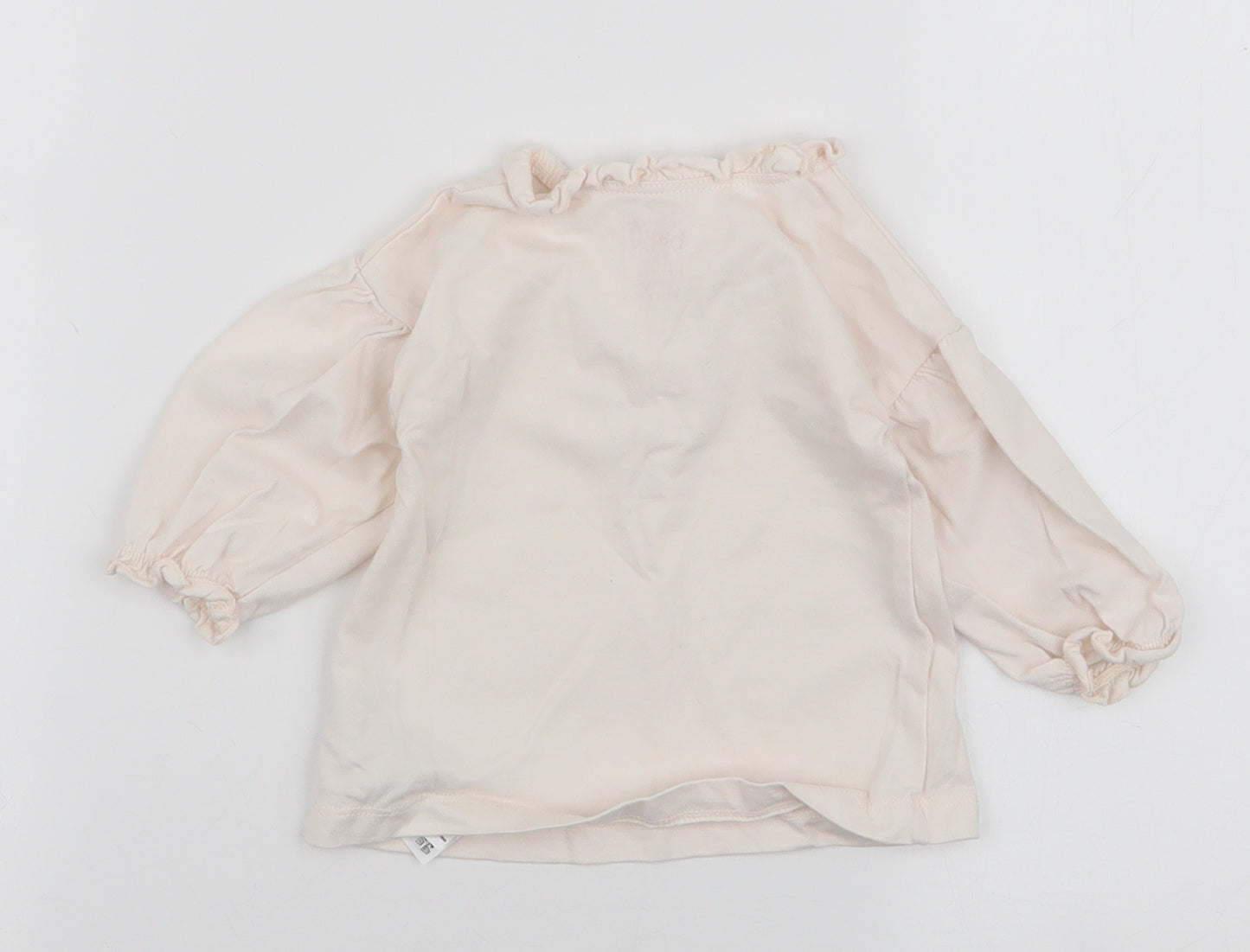 Disney Baby Girls Ivory  100% Cotton Jersey Blouse Size 3-6 Months Round Neck Button - Marie