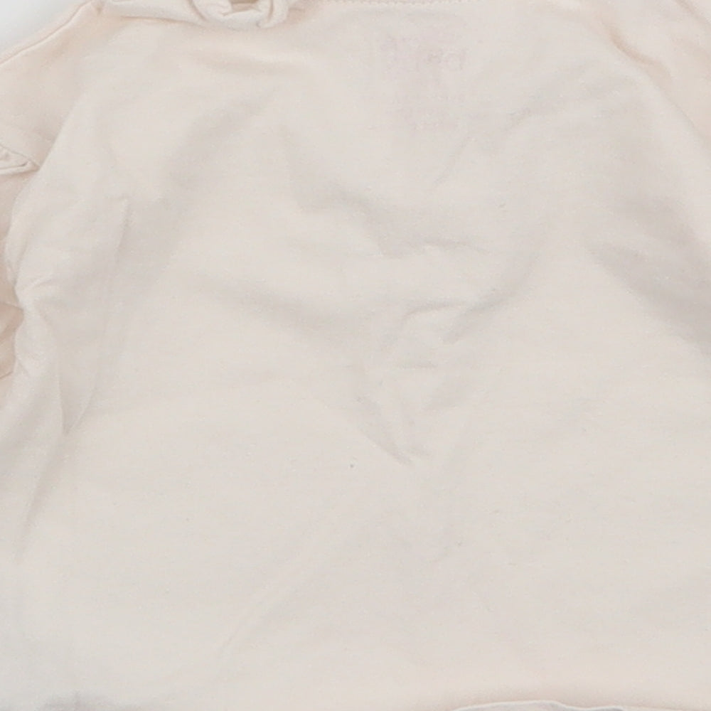 Disney Baby Girls Ivory  100% Cotton Jersey Blouse Size 3-6 Months Round Neck Button - Marie