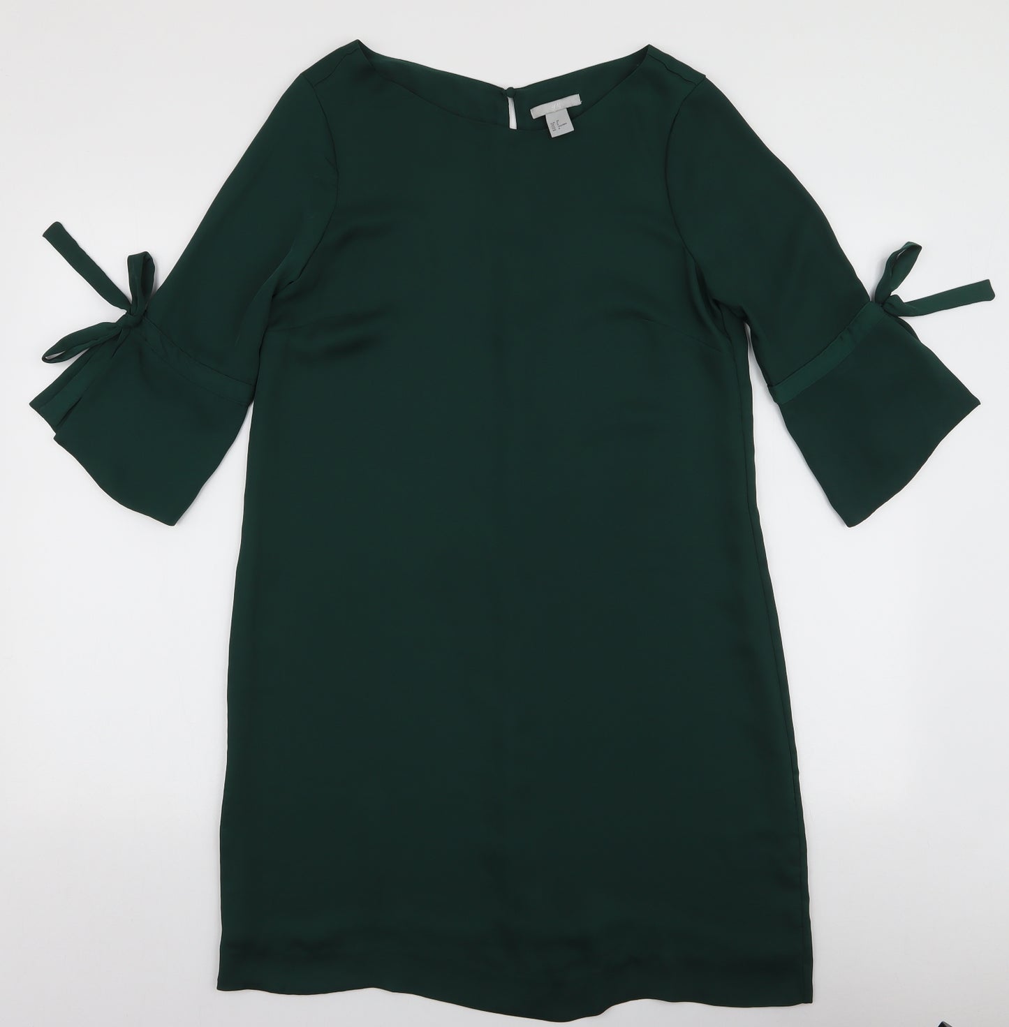 H&M Womens Green  Polyester A-Line  Size 10  Round Neck Button