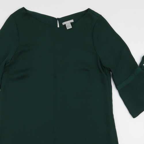 H&M Womens Green  Polyester A-Line  Size 10  Round Neck Button