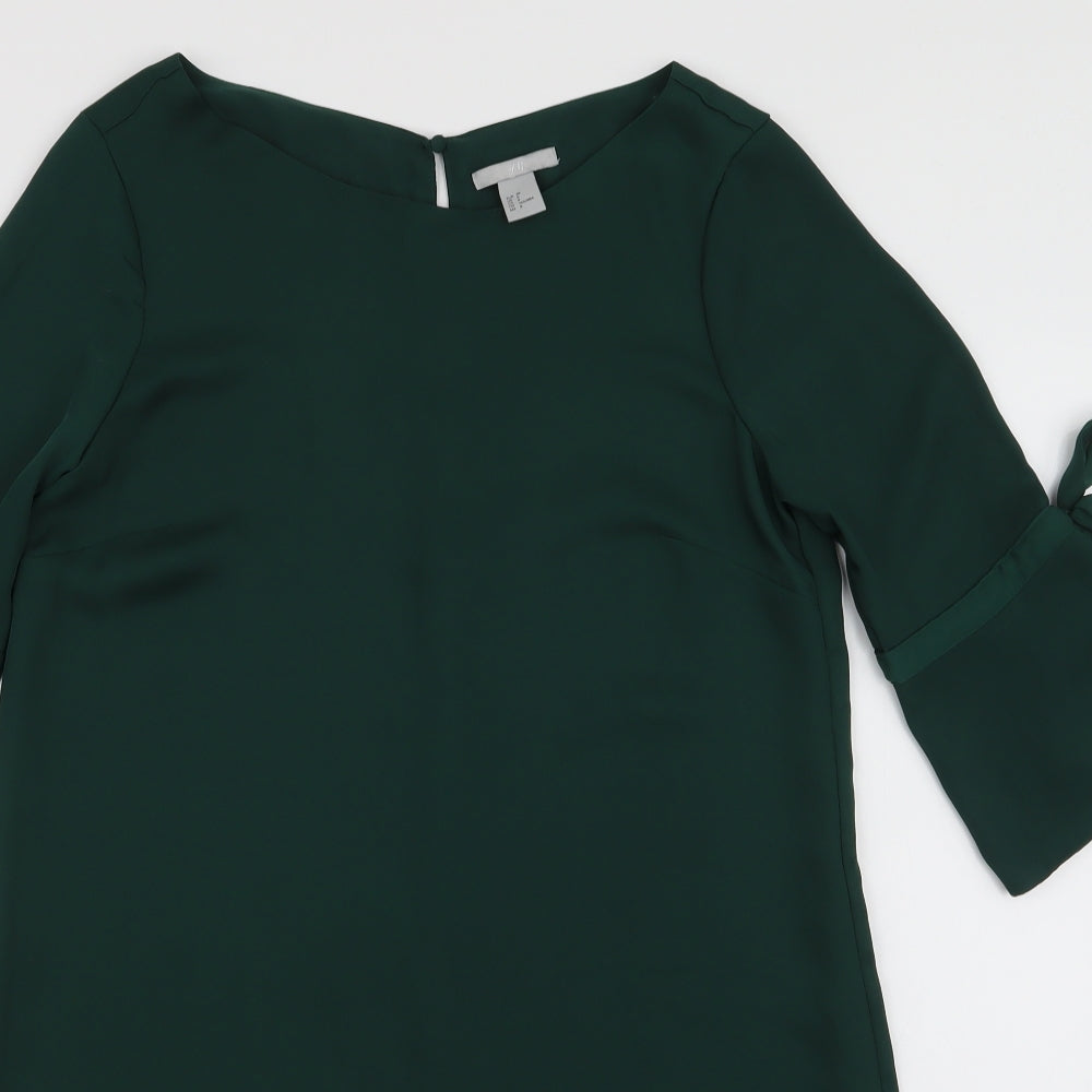 H&M Womens Green  Polyester A-Line  Size 10  Round Neck Button