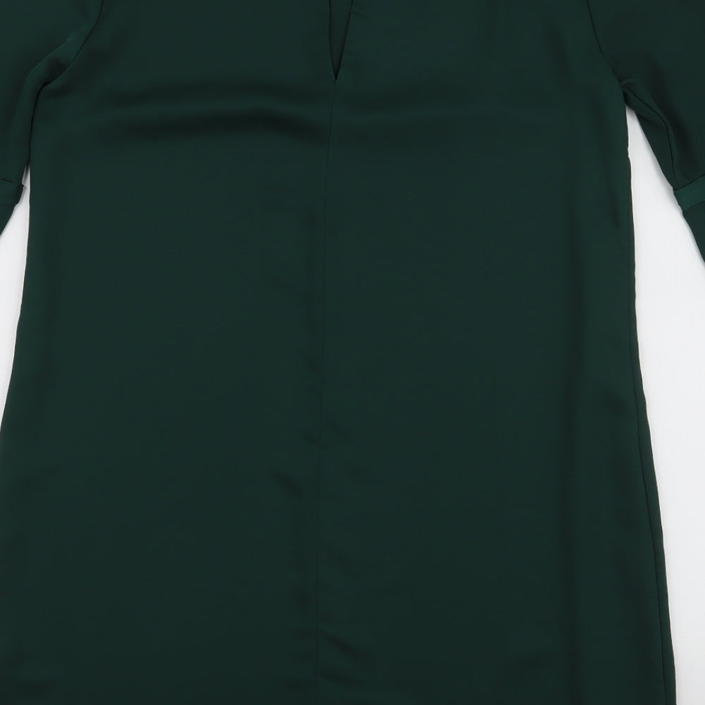 H&M Womens Green  Polyester A-Line  Size 10  Round Neck Button