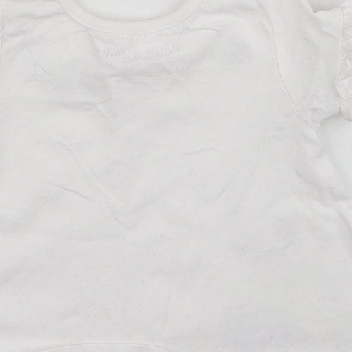 TU Girls White  Cotton Pullover T-Shirt Size 3-6 Months Round Neck Button - Peter Rabbit