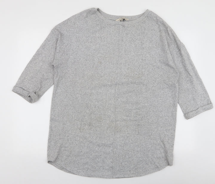 F&F Womens Grey Round Neck Polyester Pullover Jumper Size 14