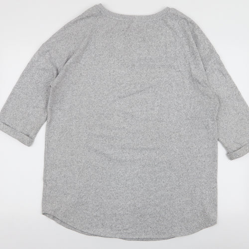 F&F Womens Grey Round Neck  Polyester Pullover Jumper Size 14