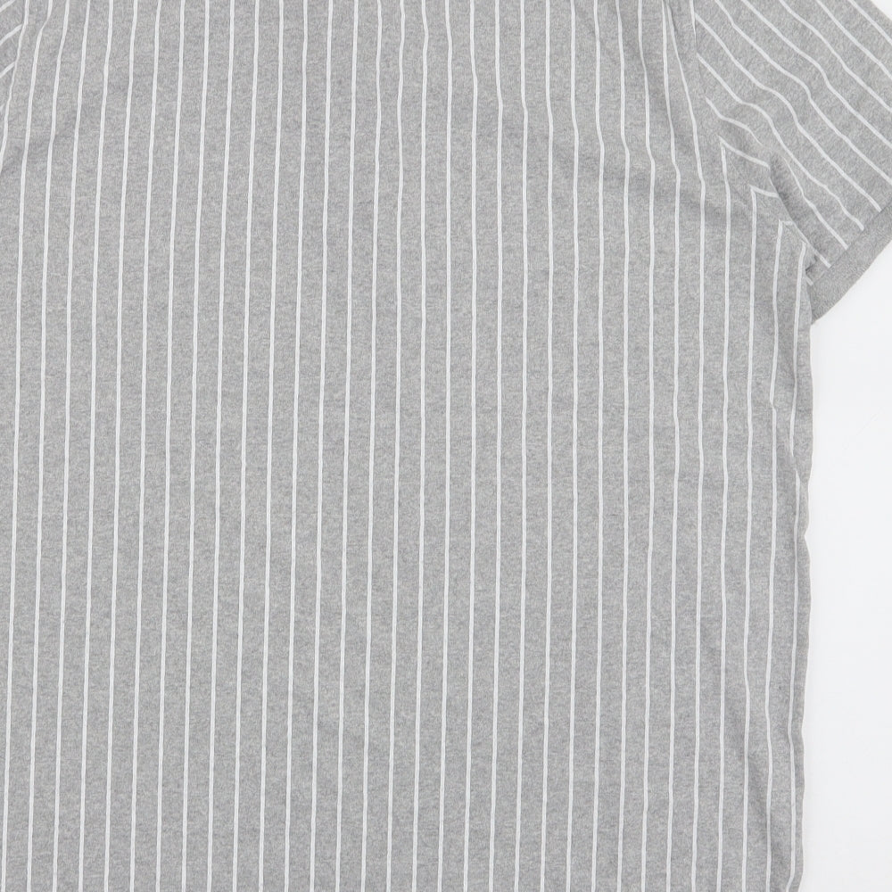 Pep & Co Mens Grey Striped Cotton  Polo Size XL Collared Button