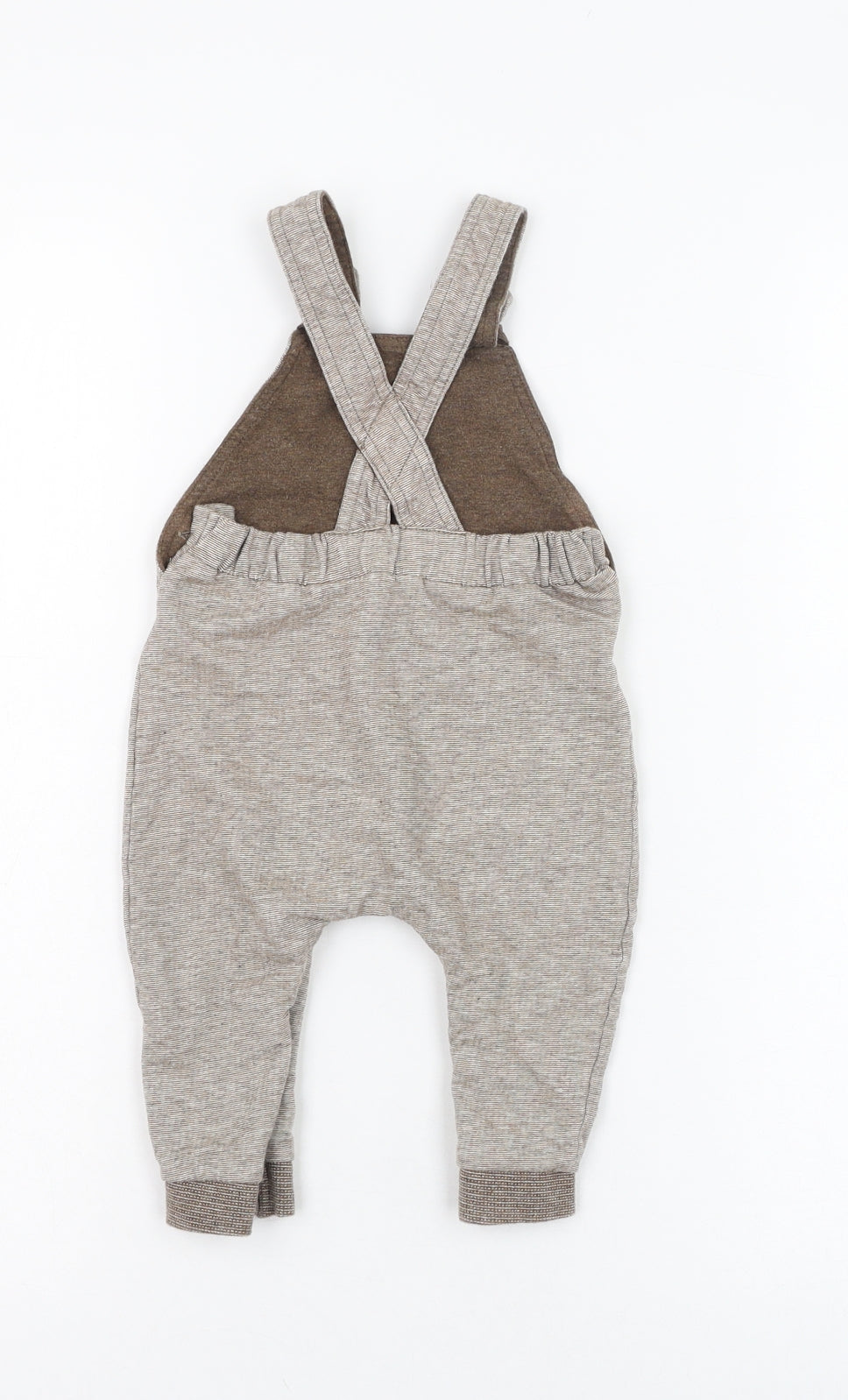 George Boys Brown Striped Cotton Dungaree One-Piece Size 6-9 Months  Button - Mickey Mouse