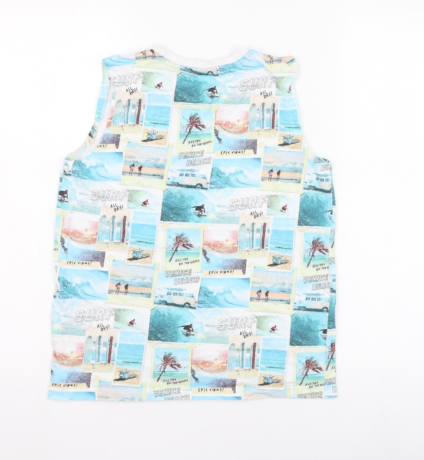 George Boys Blue  Cotton Basic Tank Size 11-12 Years Round Neck Pullover - Beach, Holiday