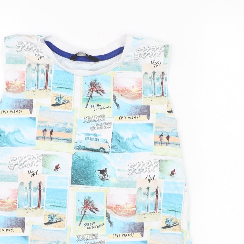 George Boys Blue  Cotton Basic Tank Size 11-12 Years Round Neck Pullover - Beach, Holiday