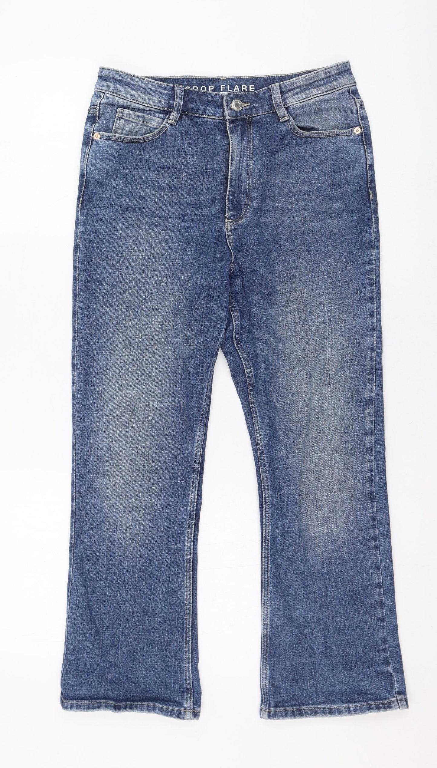 Marks and Spencer Womens Blue  Cotton Cropped Jeans Size 10 L23 in Regular Zip