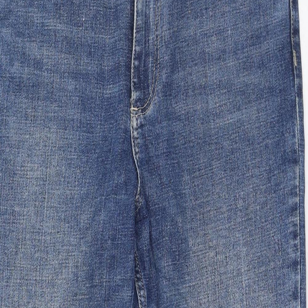 Marks and Spencer Womens Blue  Cotton Cropped Jeans Size 10 L23 in Regular Zip