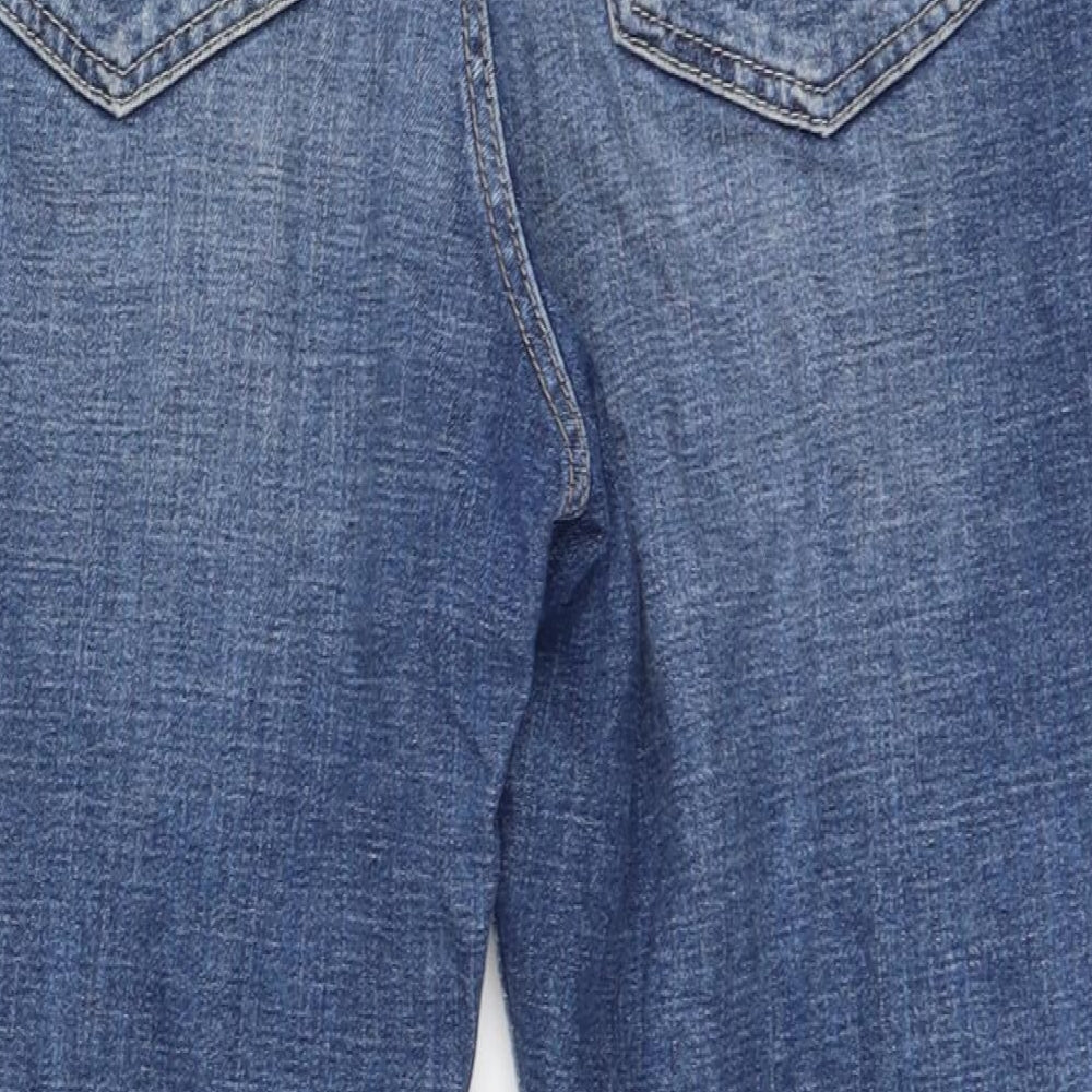 Marks and Spencer Womens Blue  Cotton Cropped Jeans Size 10 L23 in Regular Zip