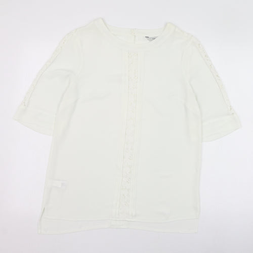 NEXT Womens Ivory  Polyester Tunic Blouse Size 10 Round Neck