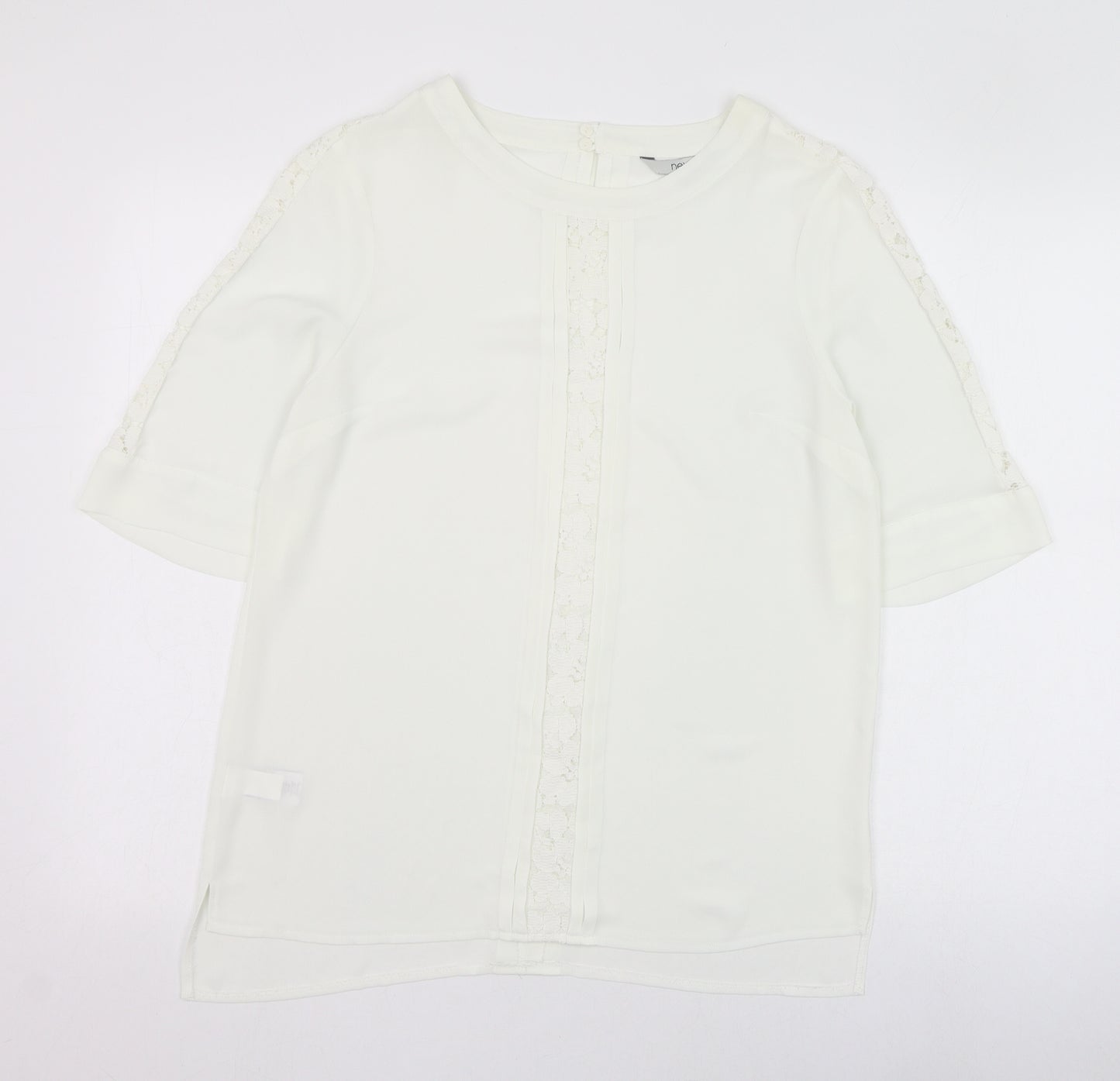 NEXT Womens Ivory  Polyester Tunic Blouse Size 10 Round Neck