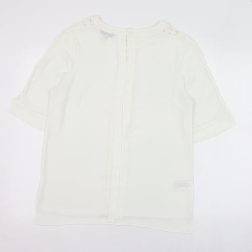 NEXT Womens Ivory  Polyester Tunic Blouse Size 10 Round Neck
