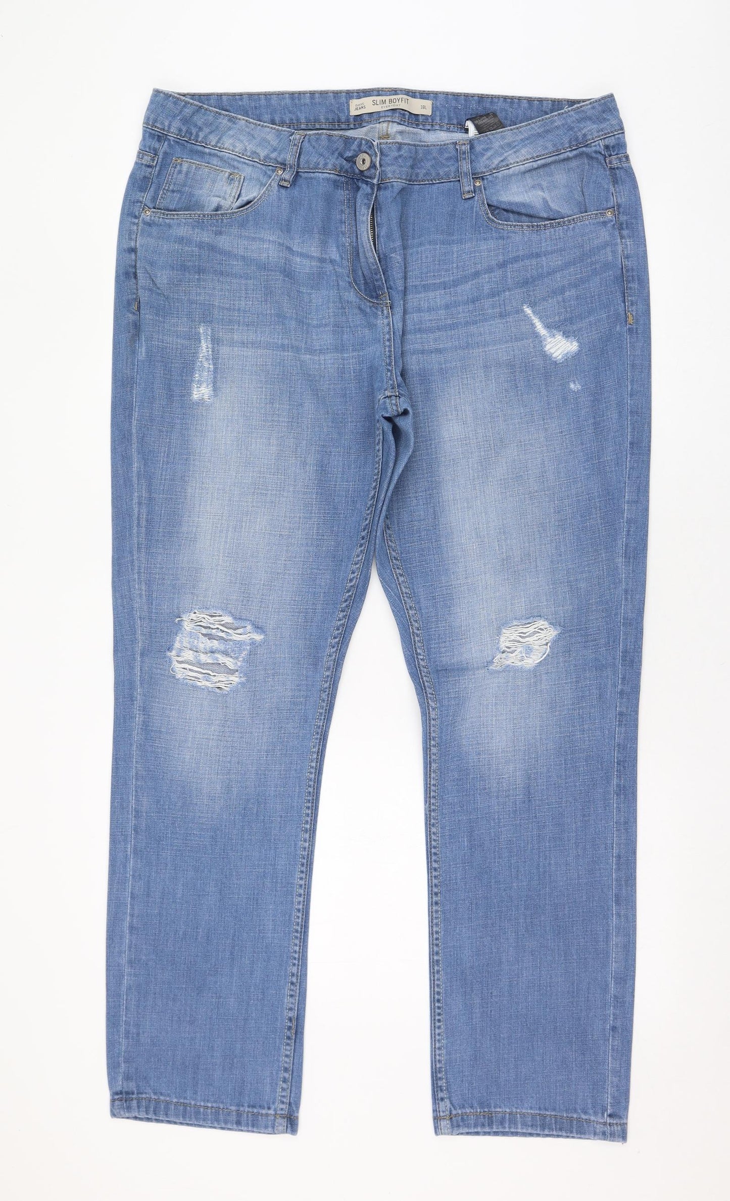 NEXT Womens Blue  Cotton Straight Jeans Size 18 L30 in Regular Zip