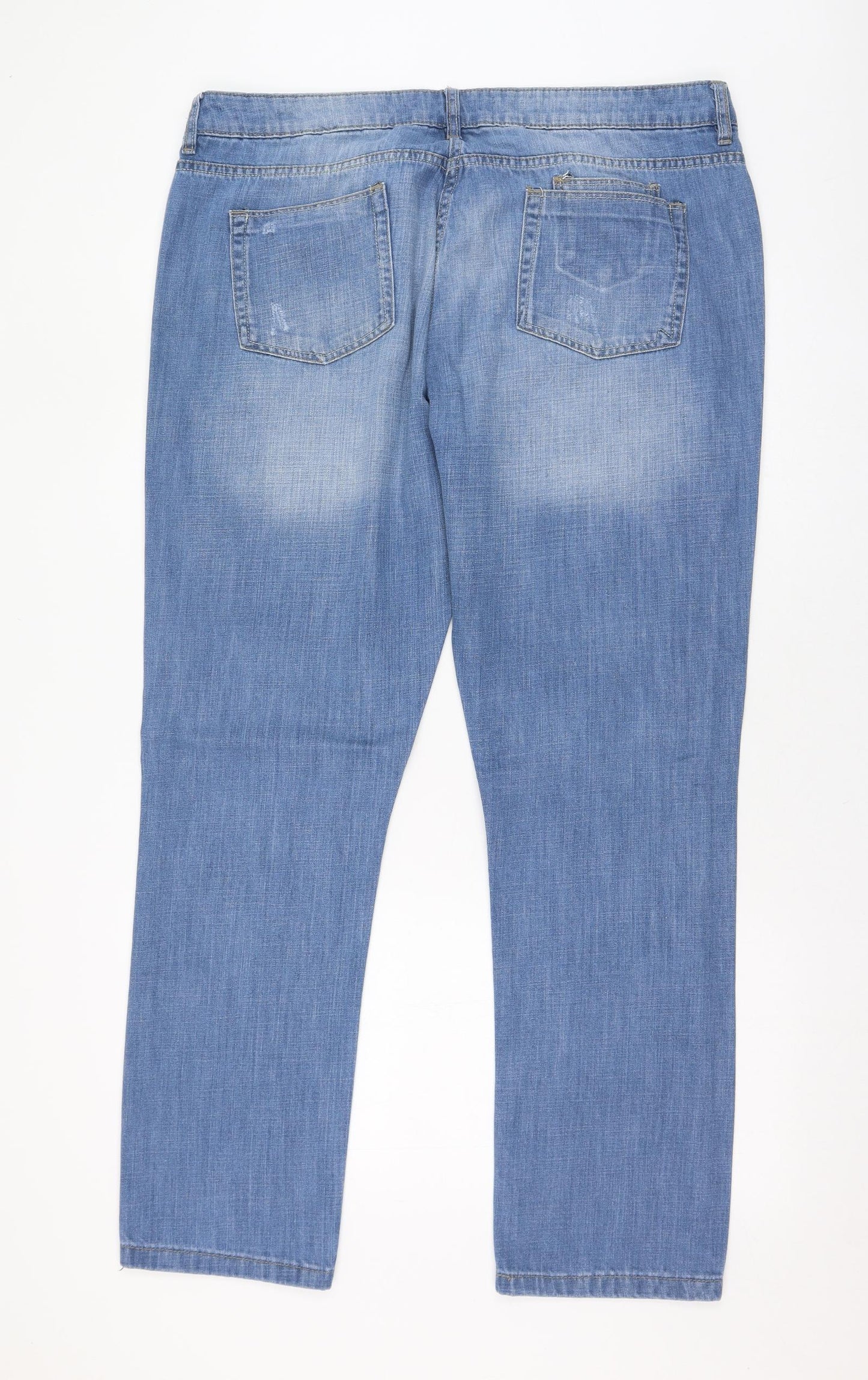 NEXT Womens Blue  Cotton Straight Jeans Size 18 L30 in Regular Zip