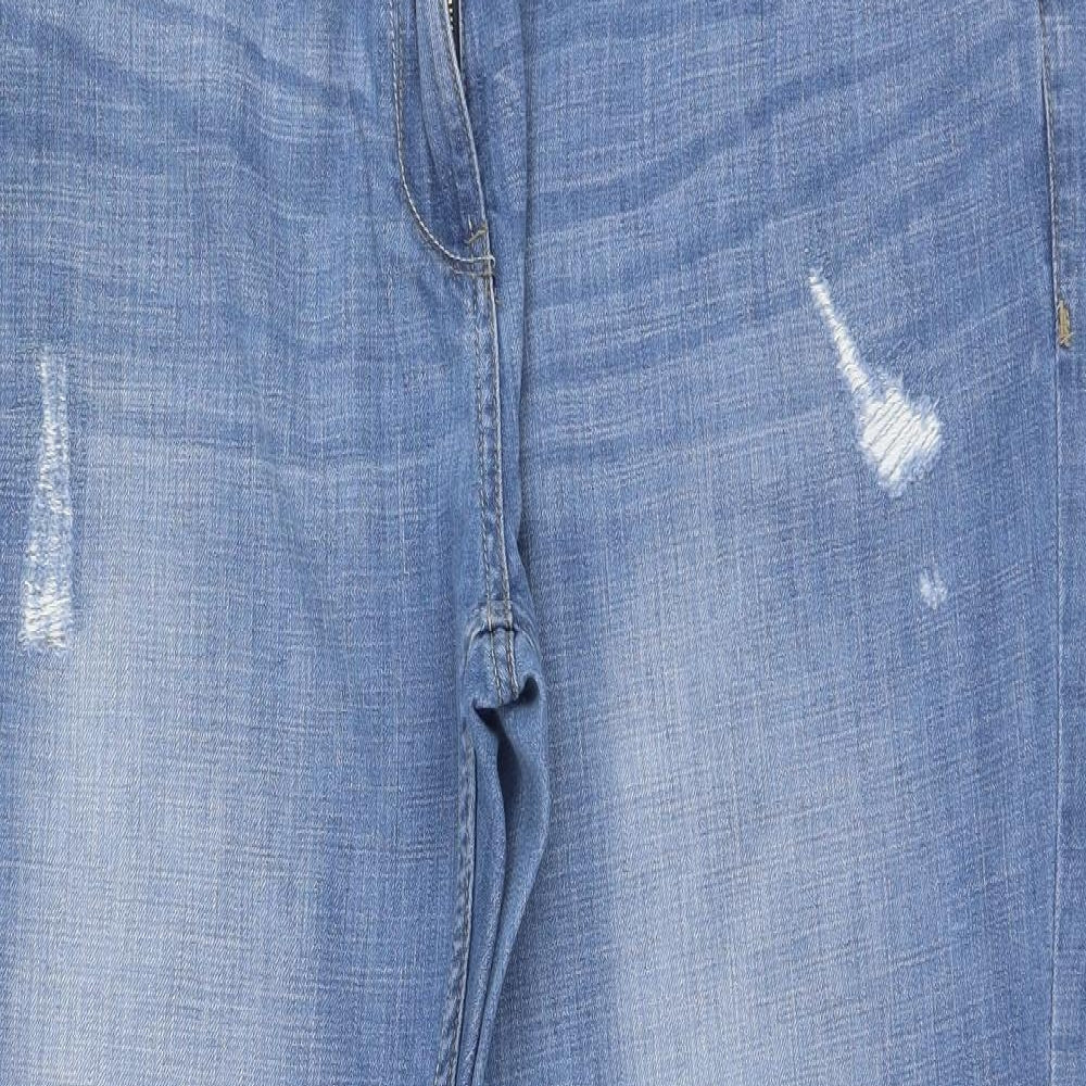 NEXT Womens Blue  Cotton Straight Jeans Size 18 L30 in Regular Zip