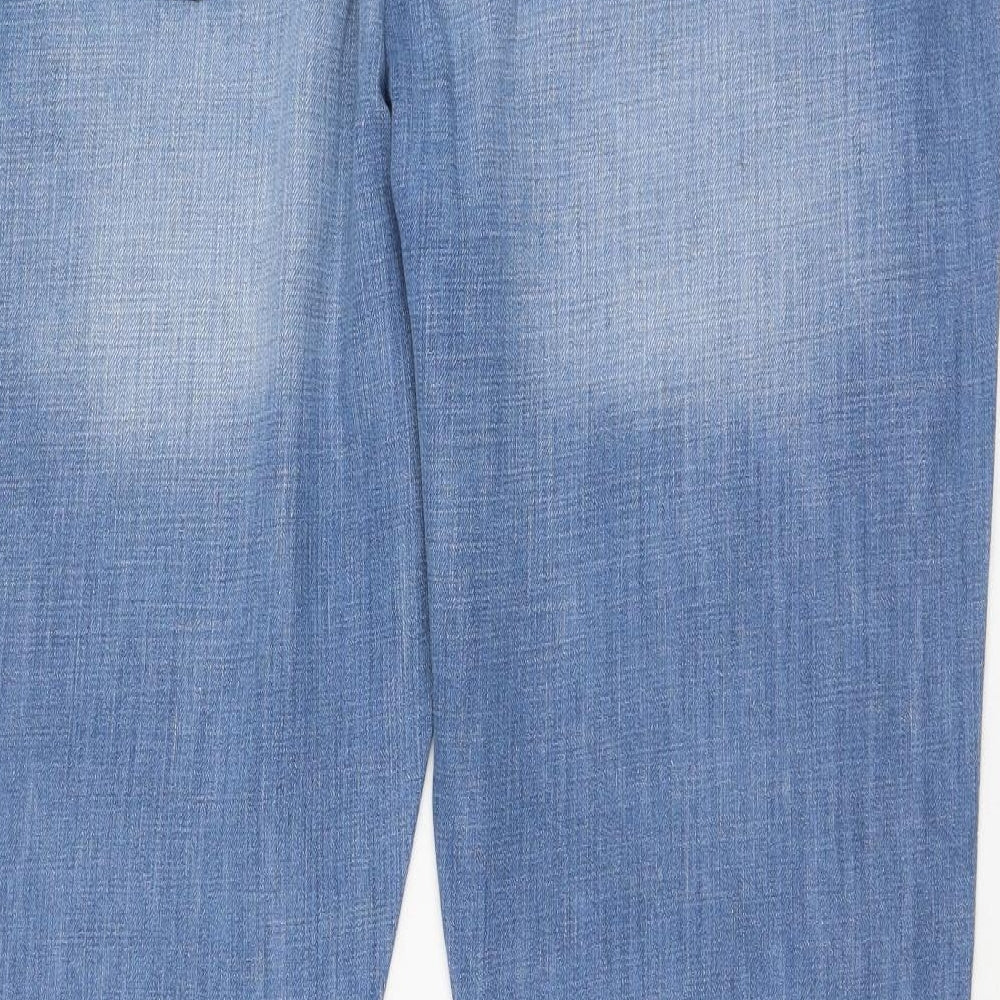 NEXT Womens Blue  Cotton Straight Jeans Size 18 L30 in Regular Zip