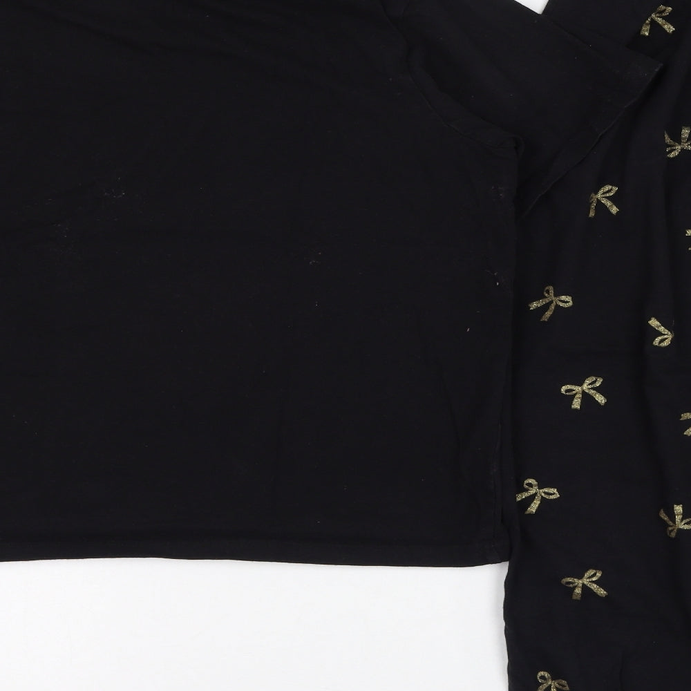 New Look Womens Black Solid Cotton Top Pyjama Set Size 20