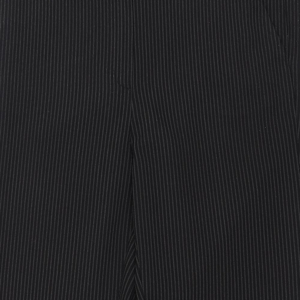 Papaya Womens Black Striped Polyester Trousers  Size 16 L28 in Regular Zip