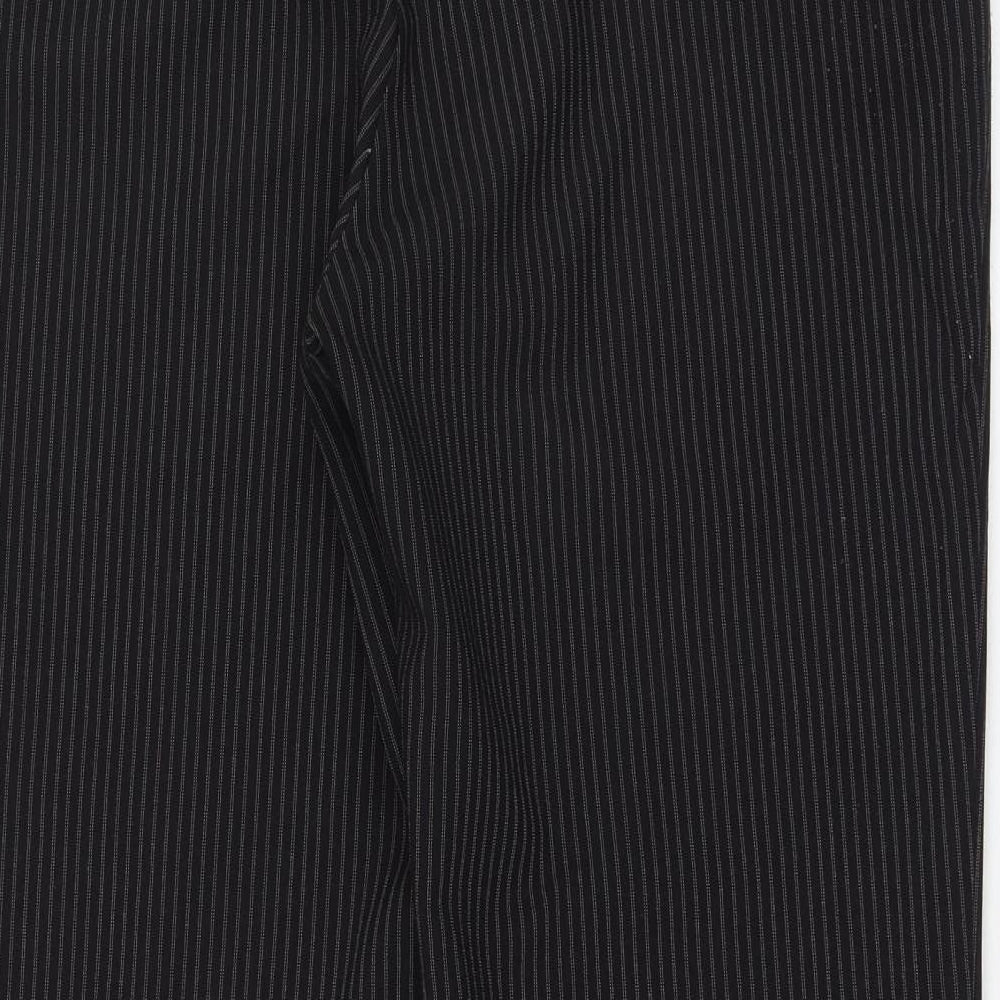 Papaya Womens Black Striped Polyester Trousers  Size 16 L28 in Regular Zip