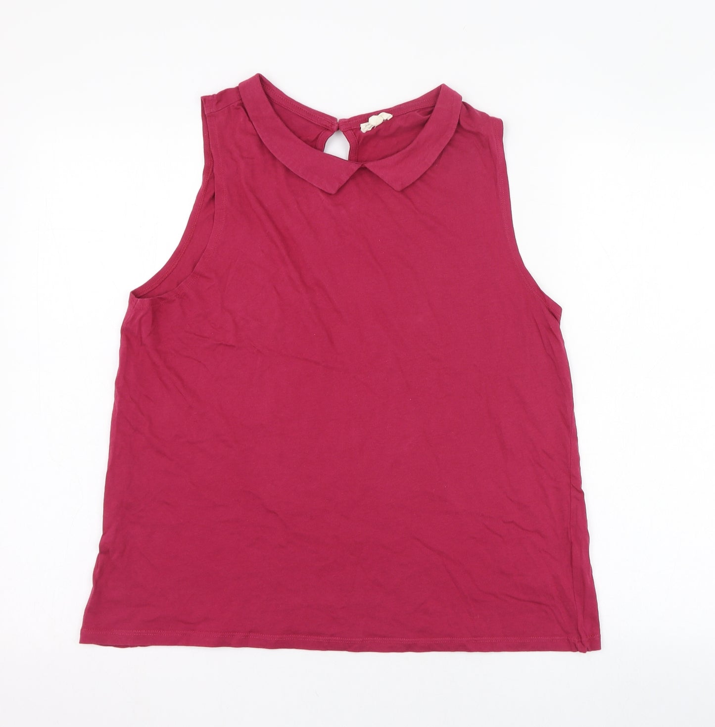New Look Womens Pink  Cotton Basic Tank Size 16 Collared