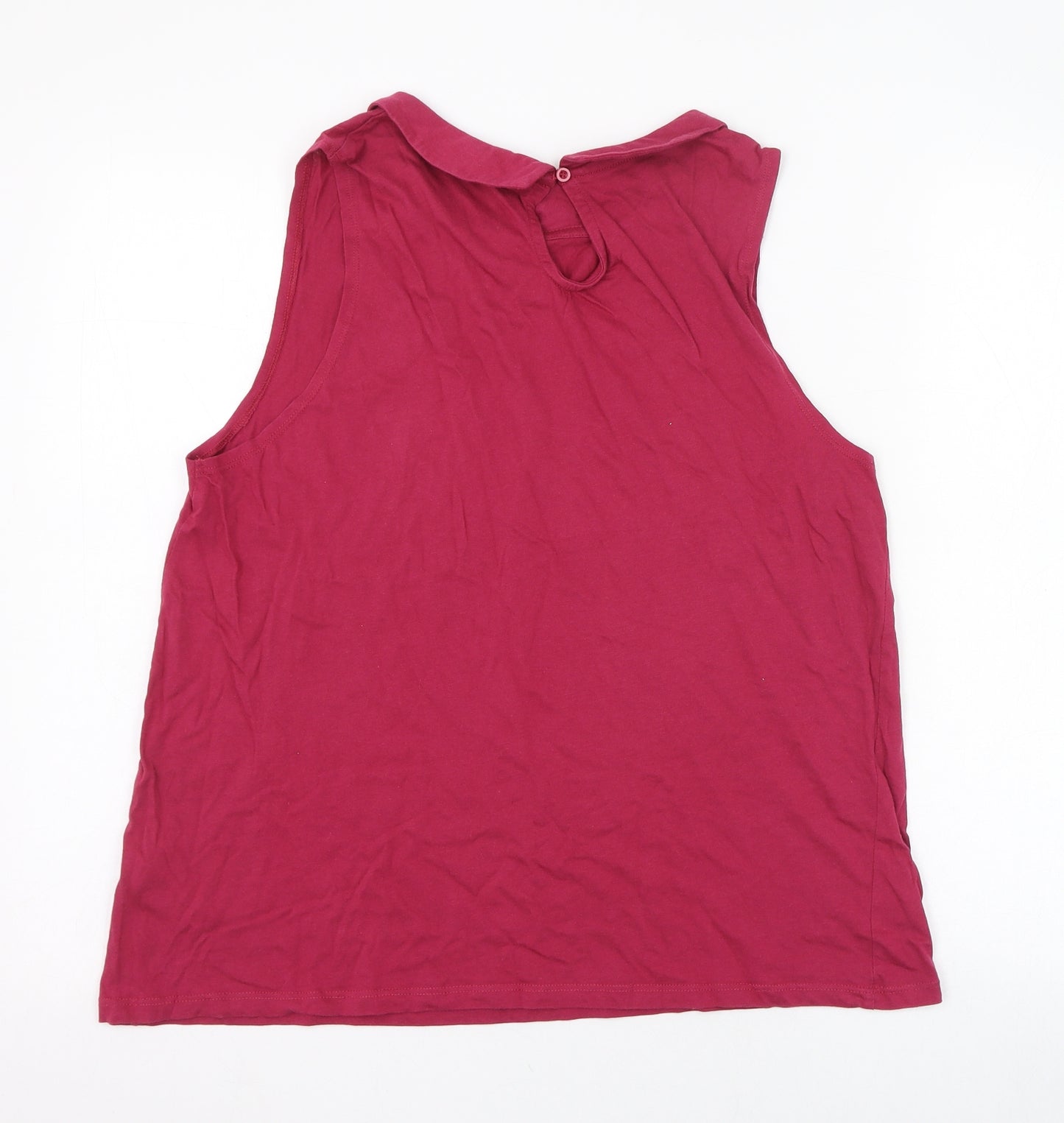 New Look Womens Pink  Cotton Basic Tank Size 16 Collared