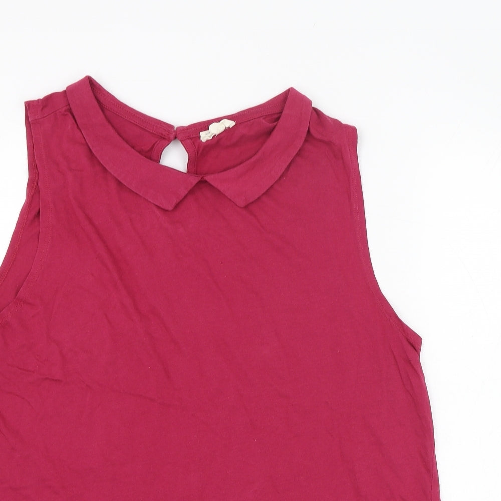 New Look Womens Pink  Cotton Basic Tank Size 16 Collared