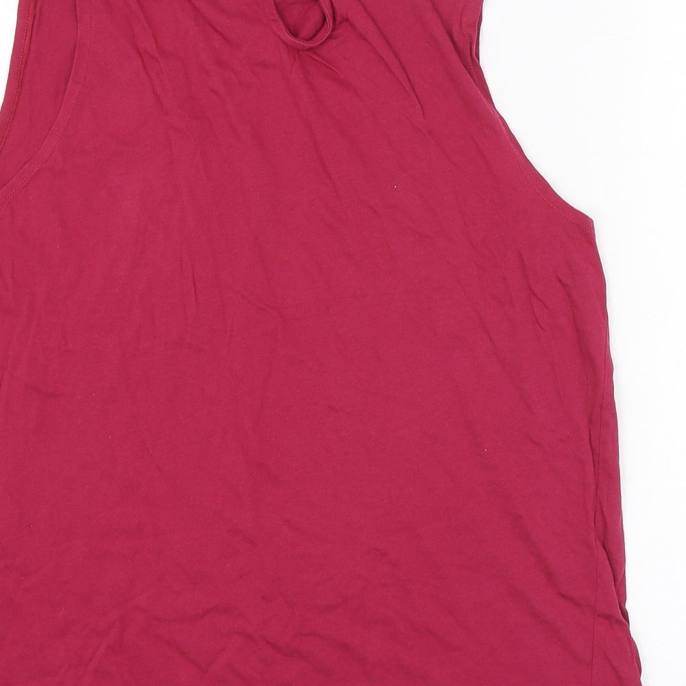 New Look Womens Pink  Cotton Basic Tank Size 16 Collared