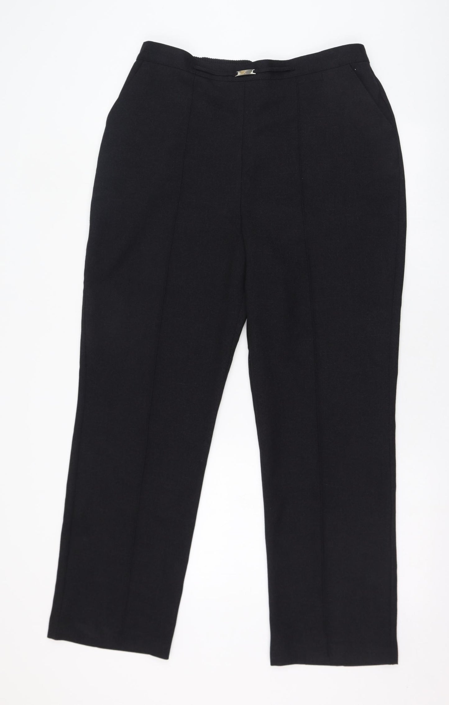Papaya Womens Black  Polyester Trousers  Size 14 L28 in Regular
