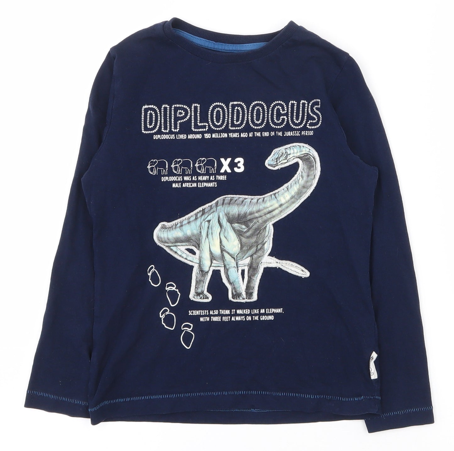 Marks and Spencer Boys Blue  Cotton Basic T-Shirt Size 5-6 Years Crew Neck Pullover